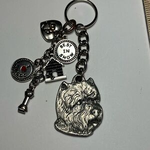 Pewter Dog Keychain with Charms for purse